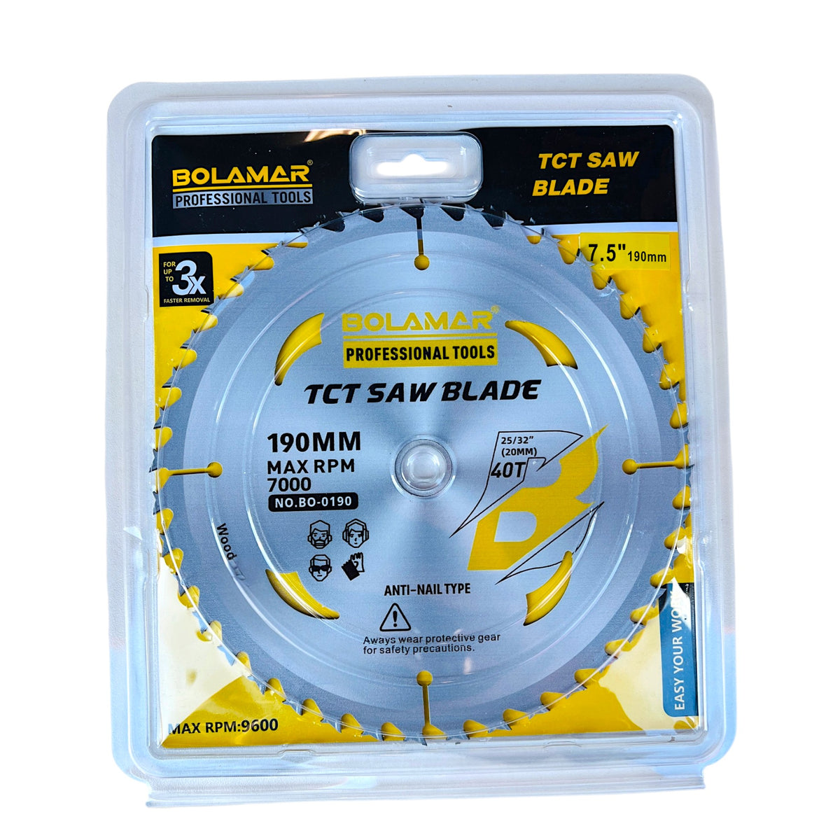 BOLAMAR 7 1/2" (190mm) x 40Teeth WOOD Cut Circular Saw Blade FINE CUTTING