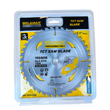 BOLAMAR 7 1/2" (190mm) x 40Teeth WOOD Cut Circular Saw Blade FINE CUTTING