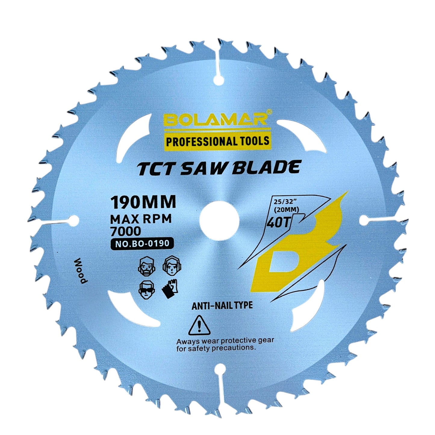 BOLAMAR 7 1/2" (190mm) x 40Teeth WOOD Cut Circular Saw Blade FINE CUTTING