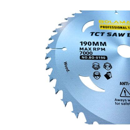 BOLAMAR 7 1/2" (190mm) x 40Teeth WOOD Cut Circular Saw Blade FINE CUTTING