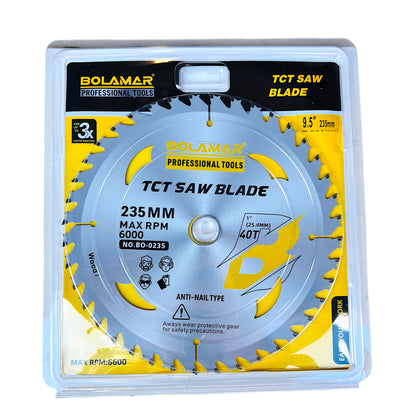 BOLAMAR 9 1/4" (235mm) x 40Teeth WOOD Cutting Circular Saw Blade Fine-Finish