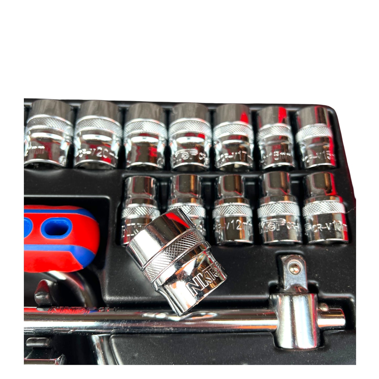 NKTOP 24pc 1/2" Drive Metric Short Socket Set 6-Point 10-32mm CR-V Steel Case