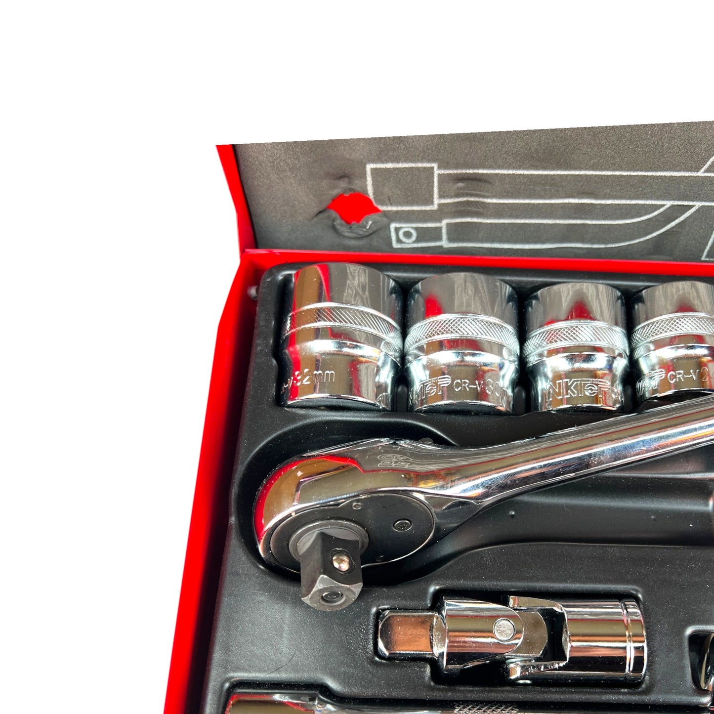NKTOP 24pc 1/2" Drive Metric Short Socket Set 6-Point 10-32mm CR-V Steel Case