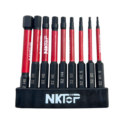 9pc Hex Impact Power Bit Set Metric S2 Steel 75/150mm NKTOP