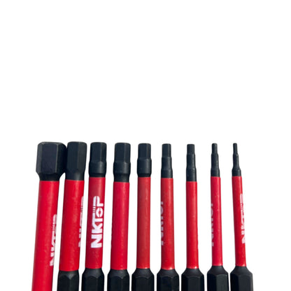 9pc Hex Impact Power Bit Set Metric S2 Steel 75/150mm NKTOP