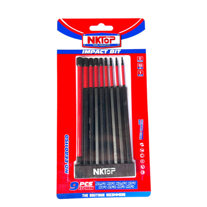 9pc Hex Impact Power Bit Set Metric S2 Steel 75/150mm NKTOP