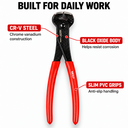 NKTOP 200mm 8" End Cutting Nippers CR-V Steel Concreter Tie Wire Pliers