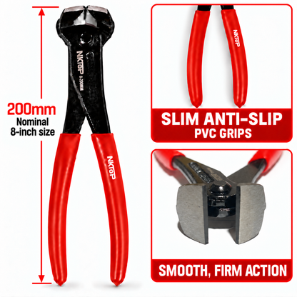 NKTOP 200mm 8" End Cutting Nippers CR-V Steel Concreter Tie Wire Pliers