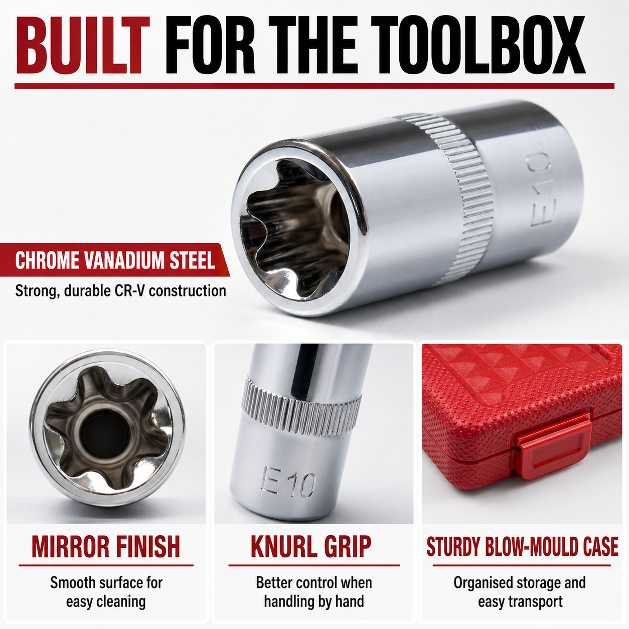 ULTRAPRO 14-Piece E-Torx Socket Set – E4–E24 | 1/4", 3/8" & 1/2" Drive