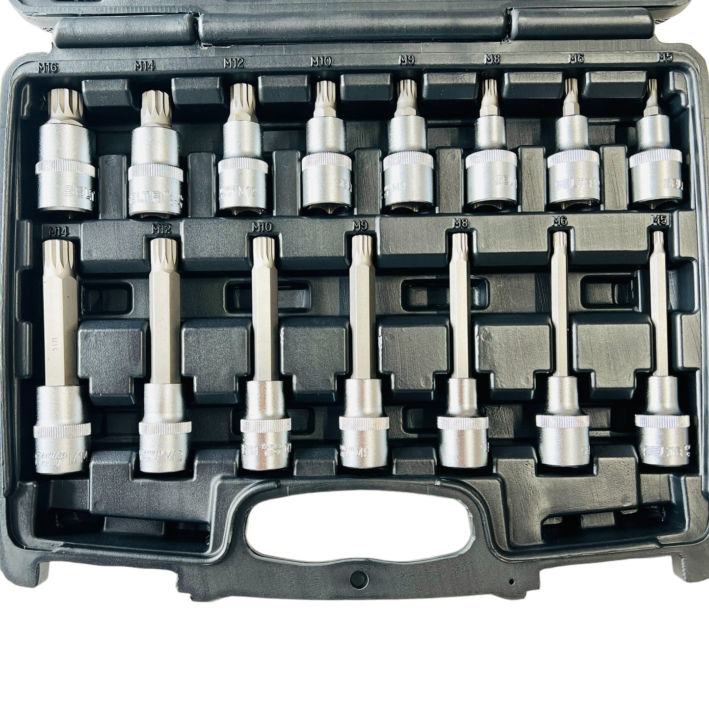 SELTA 26pcs 1/2" Dr. Spline Triple Square Socket Bit Set CR-V , Taiwan