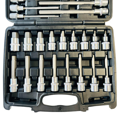 SELTA 30pcs 1/2" Dr. Hex Bit Socket Set CR-V Steel , Made In Taiwan