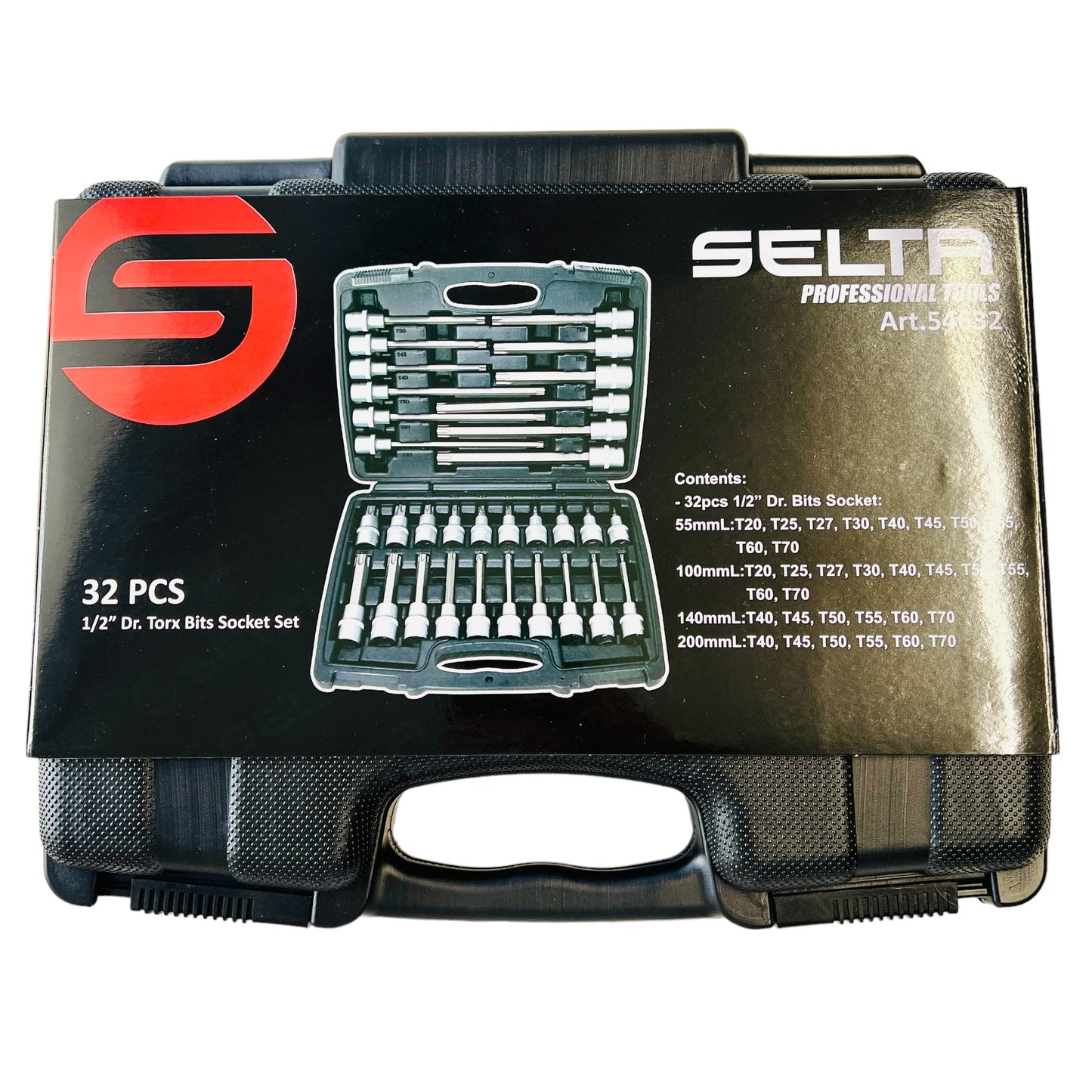 SELTA 32pcs 1/2" Dr. Torx Star Bit Socket Set CR-V Steel , Made In Taiwan