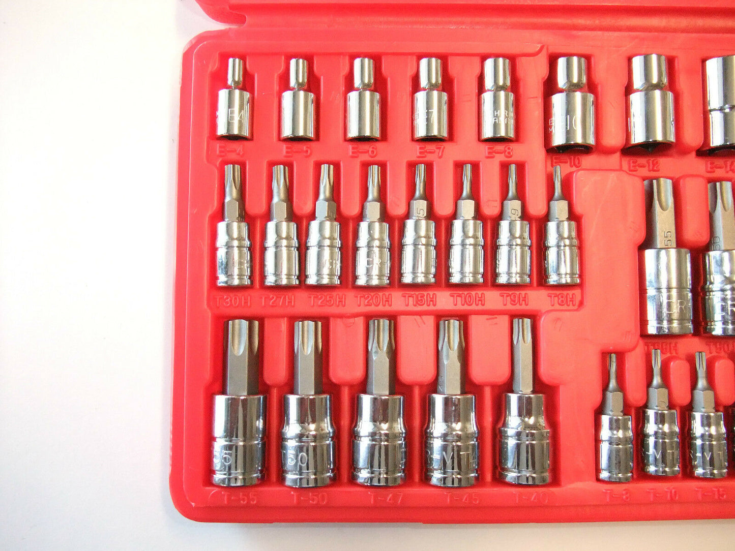 35pc 1/4", 3/8" & 1/2" Dr. Star/torx tamper-proof e socket Bit set male, female