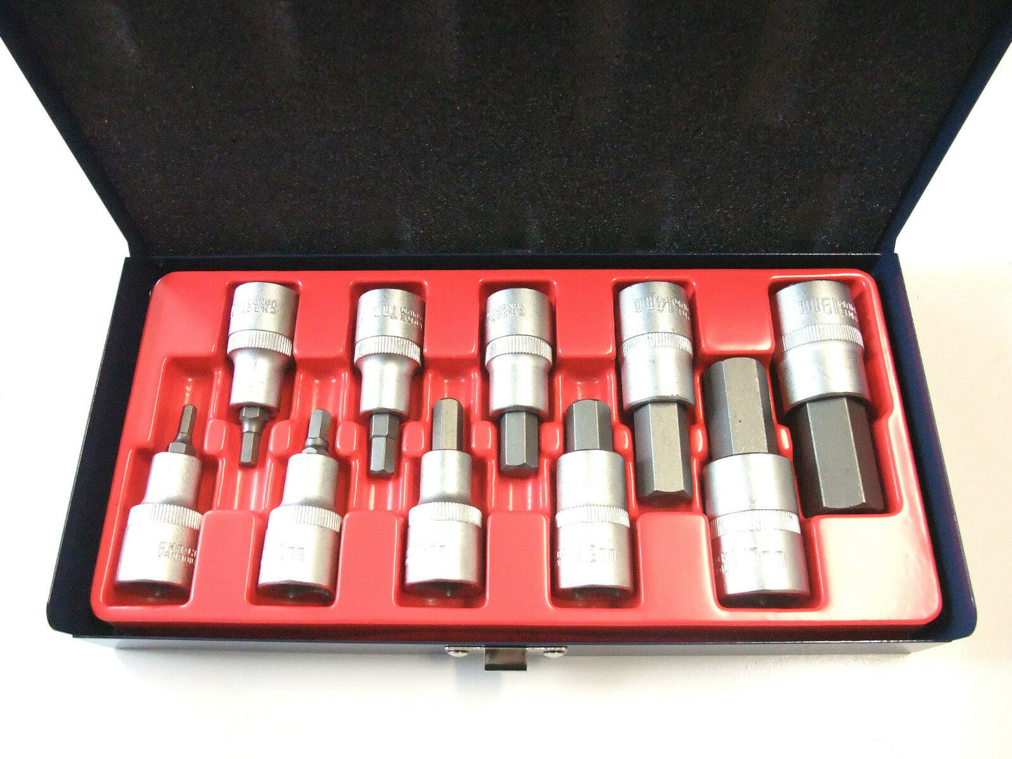 11pcs Metric 1/2" Dr. Hex Bit Socket Set , allen key , CR-V Steel , Taiwan