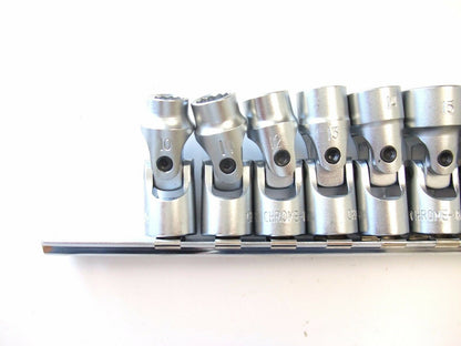 10pc 3/8" Dr. Flexible Universal Joint socket set 10-19mm, ratchet, TAIWAN CRV