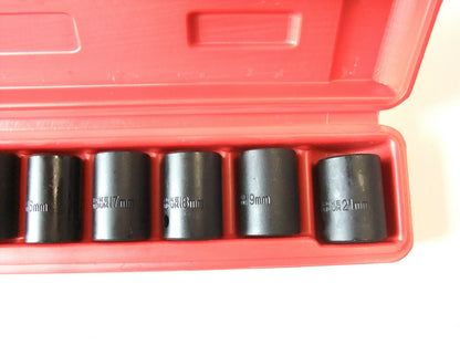 11pcs 1/2" Drive short impact socket set (shallow) METRIC 10 12 14 16 18 21 CR-V