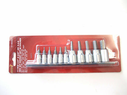 11pcs 1/4" & 3/8" Dr. Metric Hex bit Socket set 1.5mm-12mm  Cr-V Taiwan sockets