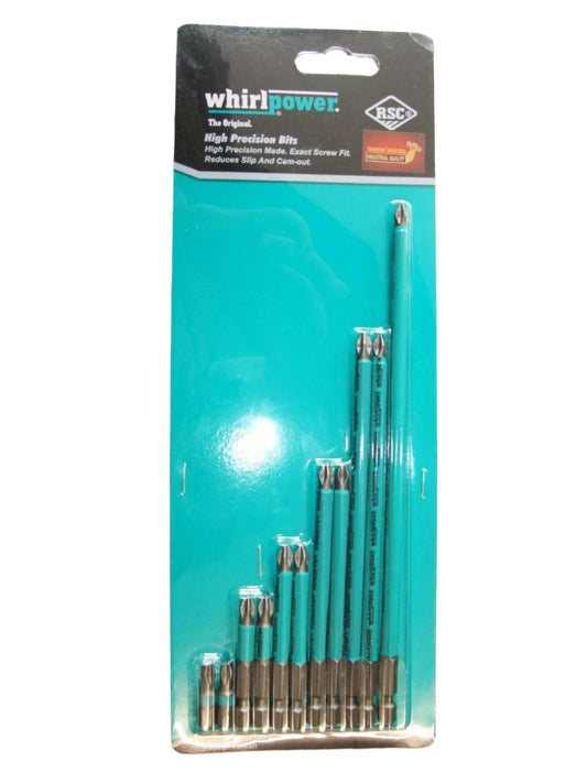 Whirlpower 11pc mix power bit set PH2 Phillips screw 25, 50, 70, 100, 150, 200mm