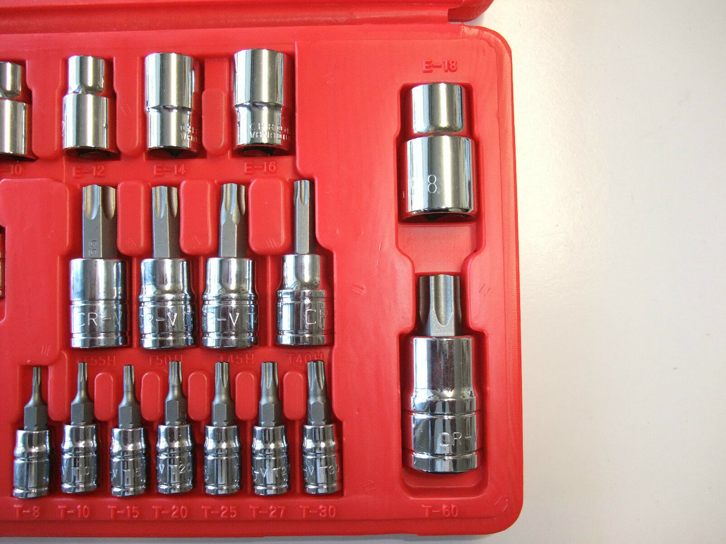 35pc 1/4", 3/8" & 1/2" Dr. Star/torx tamper-proof e socket Bit set male, female