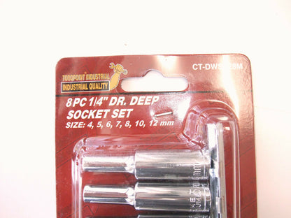 8pc 1/4" Drive METRIC DEEP socket set 4-12mm CR-V,Long, (TAIWAN) 3/8",1/2" avai