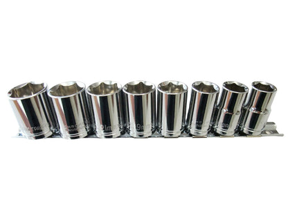 9pc 1/2" Drive METRIC SHORT socket set 13-24mm, CR-V, (TAIWAN)