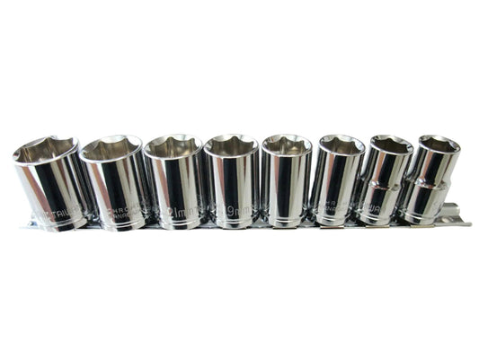 9pc 1/2" Drive METRIC SHORT socket set 13-24mm, CR-V, (TAIWAN)
