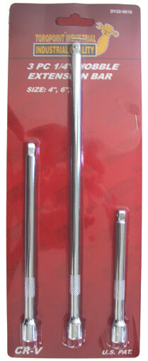 3pcs 1/4" Dr. Wobble extension bar socket set 4"(10cm),6"(15cm),9"(22cm) Taiwan