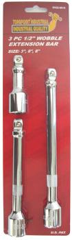 3pcs 1/2" Dr. Wobble Extension Bar Set 3" , 6" & 8" CR-V Steel Taiwan Flexible